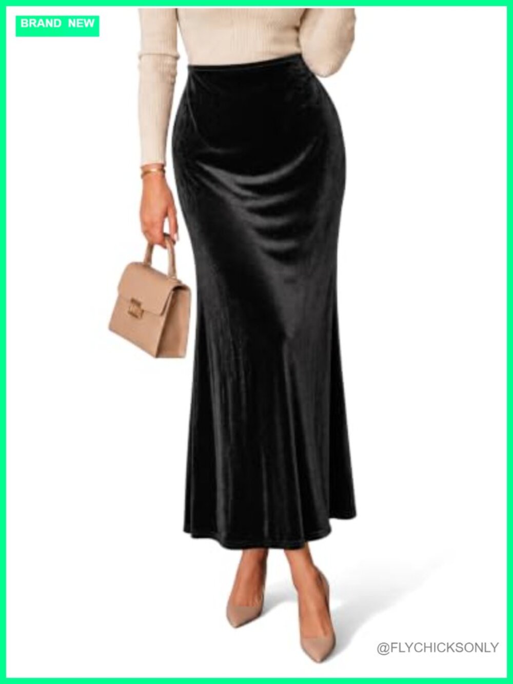 Velvet Maxi Skirt High Waisted A-Line Long Fall Winter